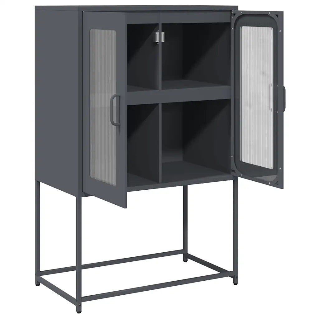 Credenza | Madia | Buffet da pranzo | Armadio da pranzo Antracite 68x39x107 cm Acciaio