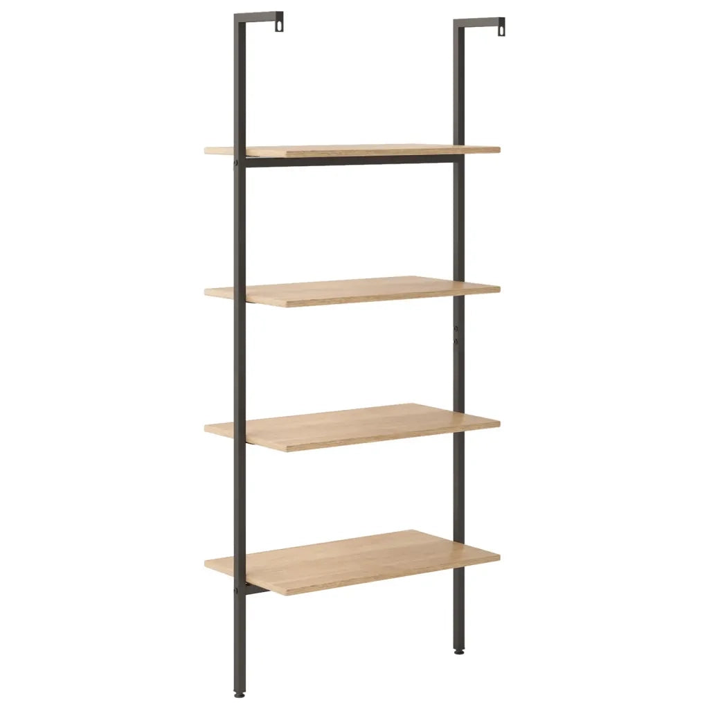 Scaffale Pendente 4 Livelli Marrone Chiaro e Nero 64x35x152,5cm CFW4019434
