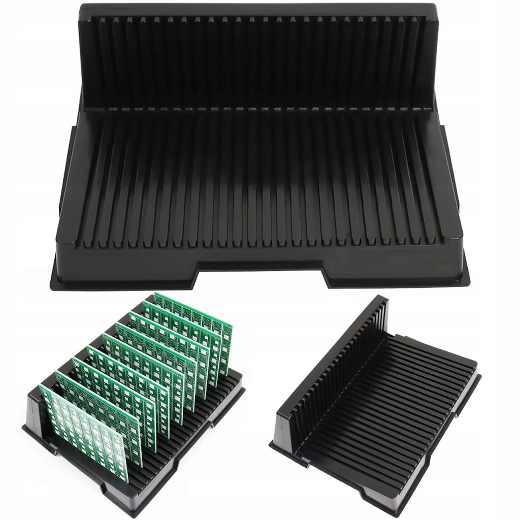 Supporto Antistatico a L per PCB – Protezione ESD | Dimensioni 270x205x90 mm, Resistenza 104-109 Ω