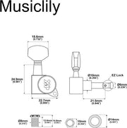 6-in-line Meccanismi di Accordatura per Chitarra - Rapporto di Accordo 19:2 per Chitarra Elettrica Fender Stratocaster Telecaster - Chitarra Elettrica Nero