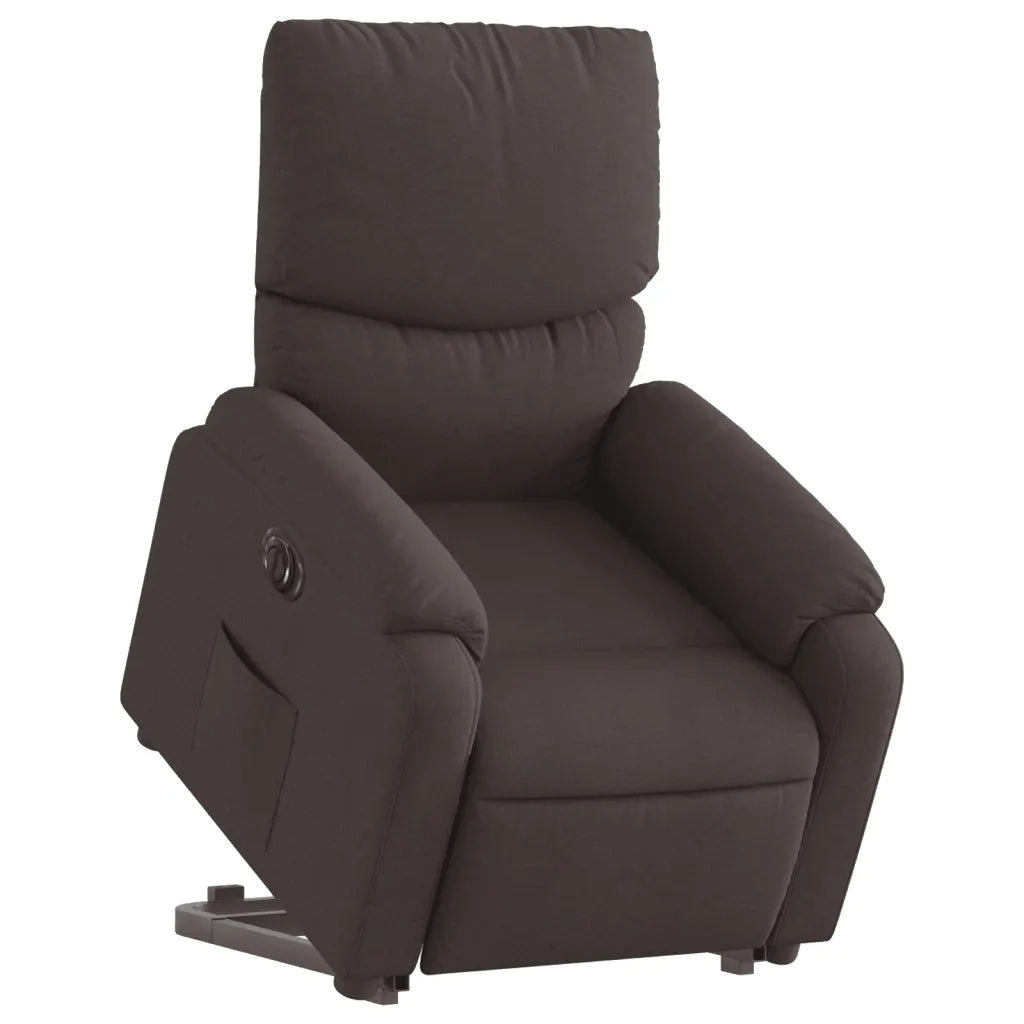 Poltrona | Sedia Relax Alzapersona Reclinante Elettrica Marrone Scuro Tessuto