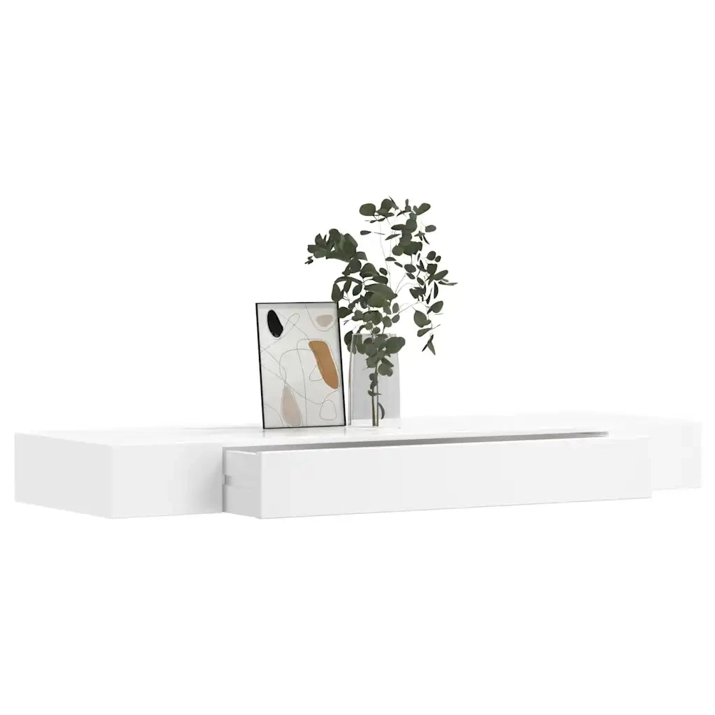 Mensola per Pareti con Cassetto Bianco MDF per Libri/DVD cod mxl 33735