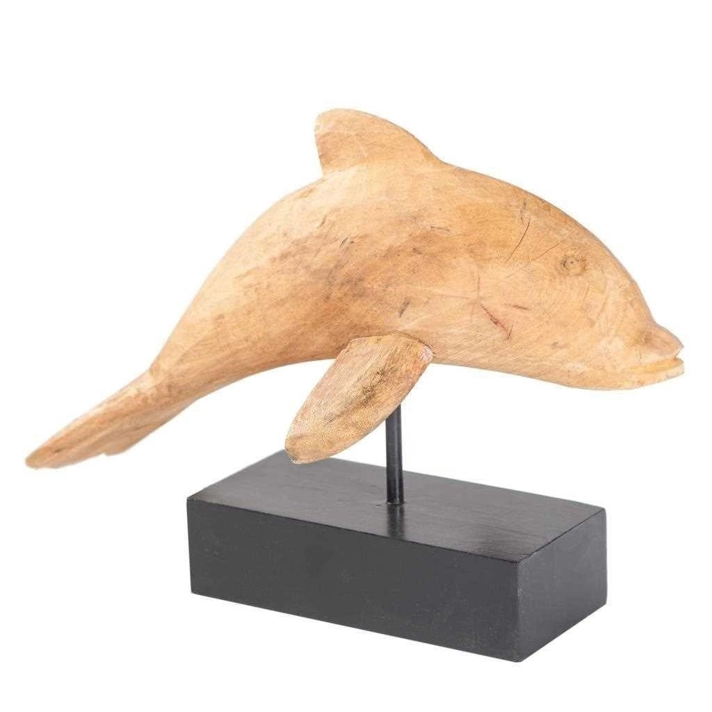 Figura delfino in legno con supporto 35x17x27h