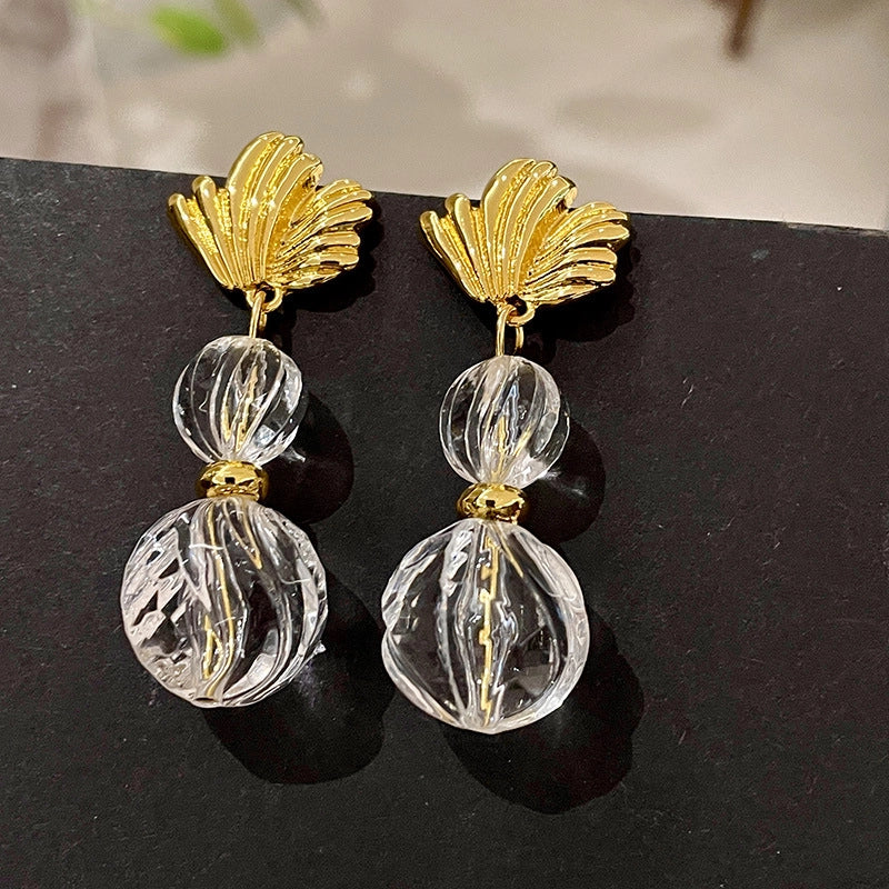 Orecchini 3D con sfere di cristallo trasparenti plissettate