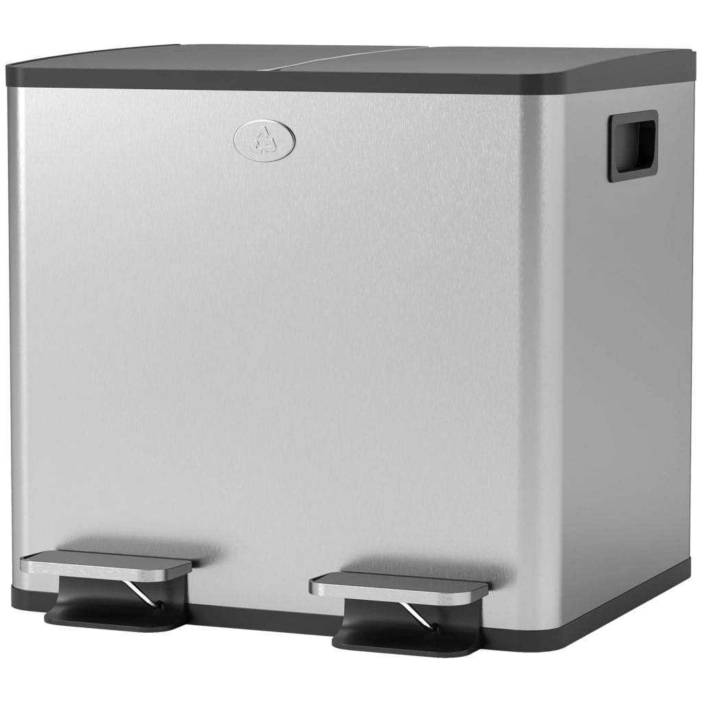 Cestino da Cucina in Acciaio Inox con 2 Pedali e 2 Compartimenti 15L ¨C Zephmum ¨C Acciaio Inox 15L