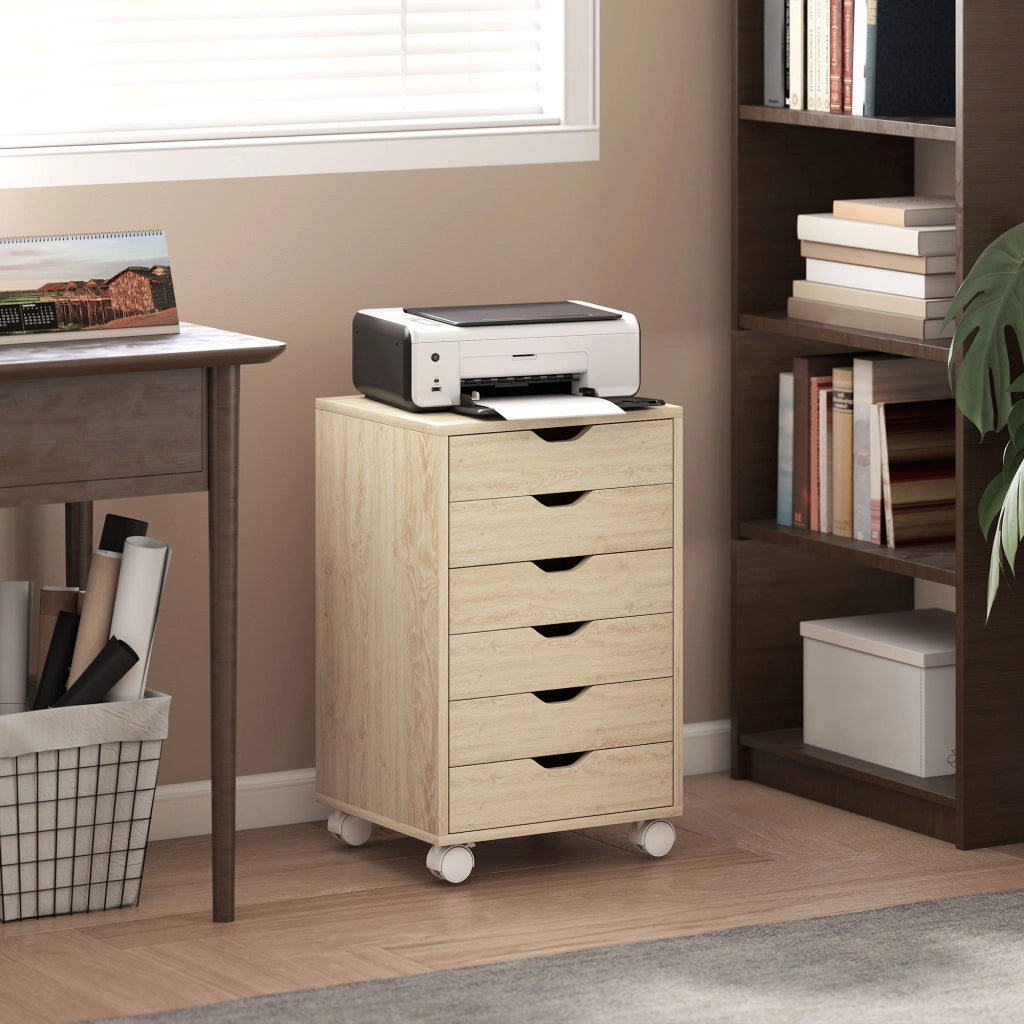 Scrivania con Cassetti ¨C zephmum ¨C Rovere 6 Cassetti con Ruote