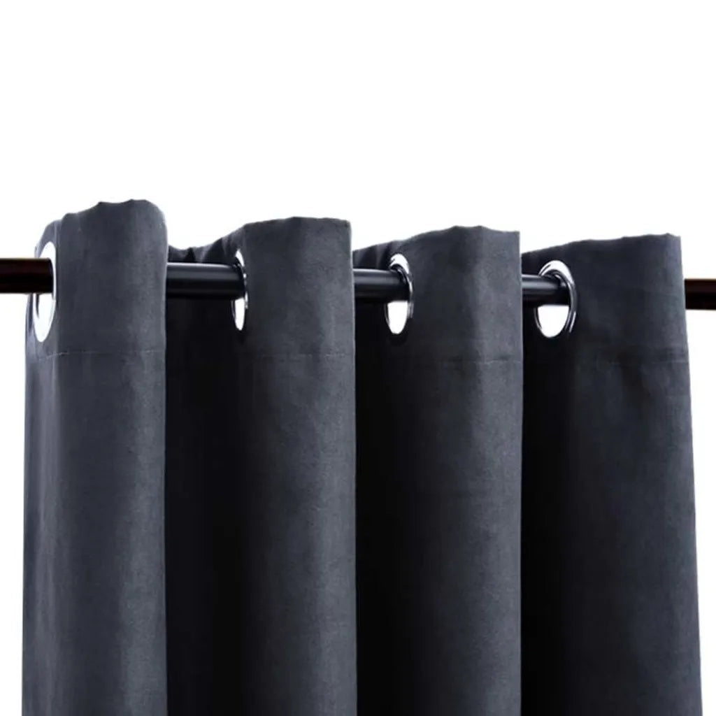 Tende Oscuranti | Tende Blackout con Anelli in Metallo 2 pz Antracite 140x175 cm