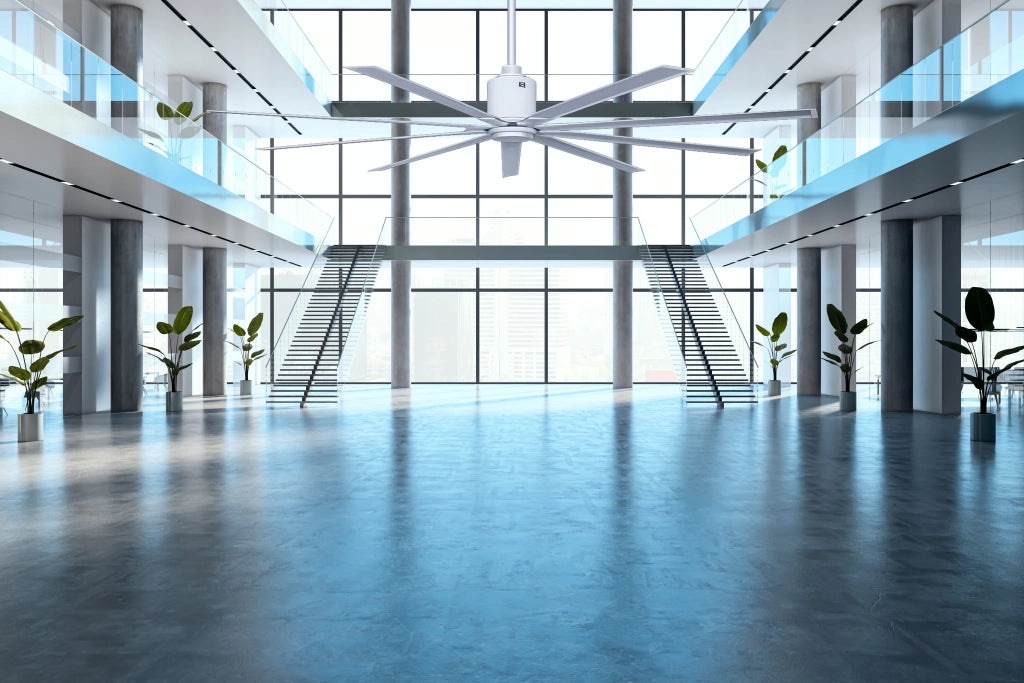 Ventilatore da soffitto a risparmio energetico GIANT bianco 203 cm con 9 pale in alluminio con telecomando 6 velocità