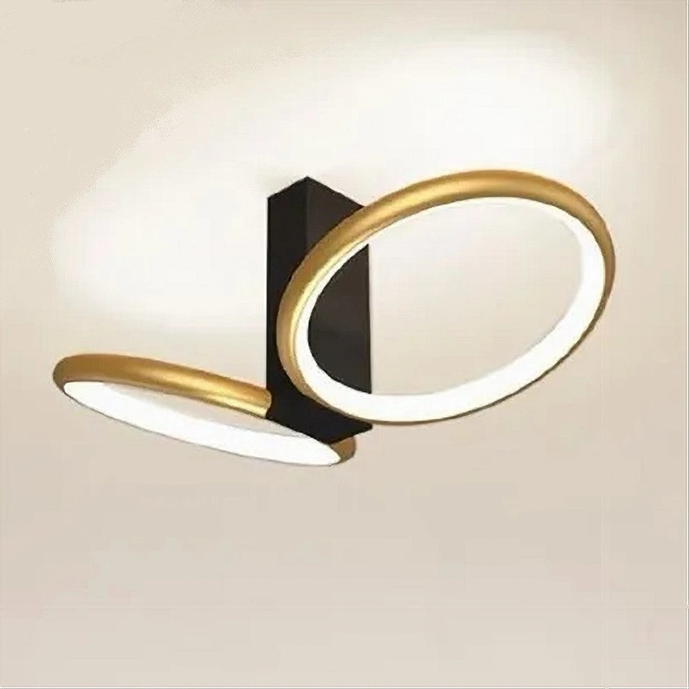 Trade Shop - Plafoniera Led 22 W 2 Cerchi Oro Moderno Lampadario Soffitto Doppio Anello 50544 -