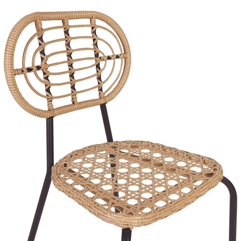 Set di 8 sedie con cuscino di seduta in rattan naturale intrecciato stile boho esterni interni