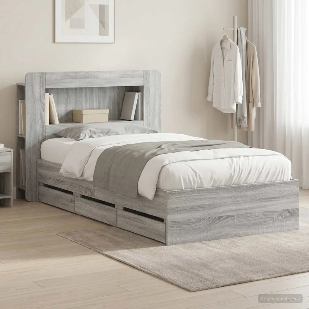 Telaio del letto con storage Sonoma grigio 75 x 190 cm 3433993