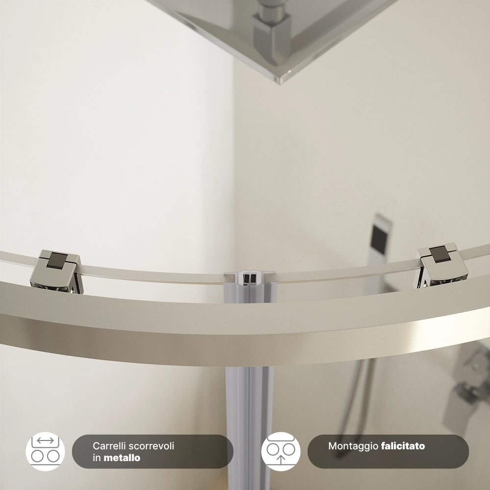 Box doccia semicircolare 80x80cm vetro 6mm trasparente | Aruba