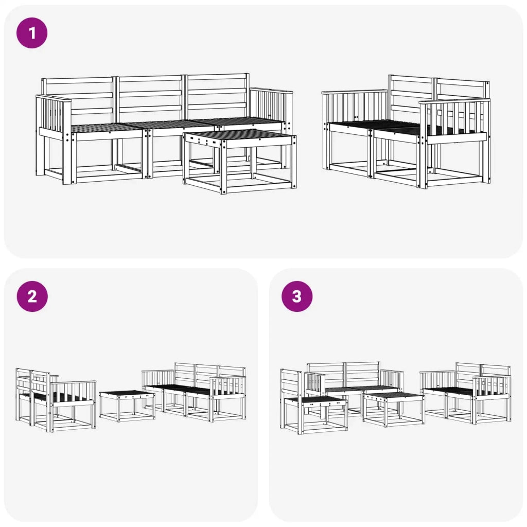 Set di divani da esterno 6 pcs Bianco 59 x 59 x 37 cm 3387238