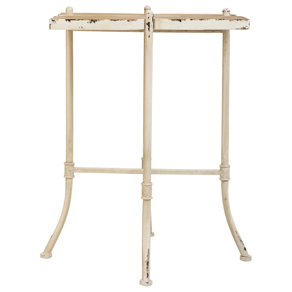 Tavolino in legno bianco e metallo 48x48x66,5h
