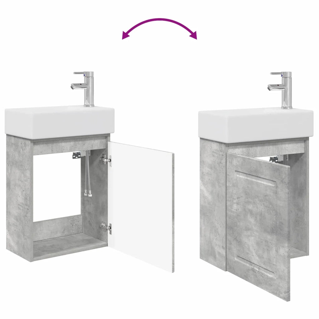 Mobile bagno con rubinetto Grigio Cemento 45,5 x 22,5 x 84 cm 889514