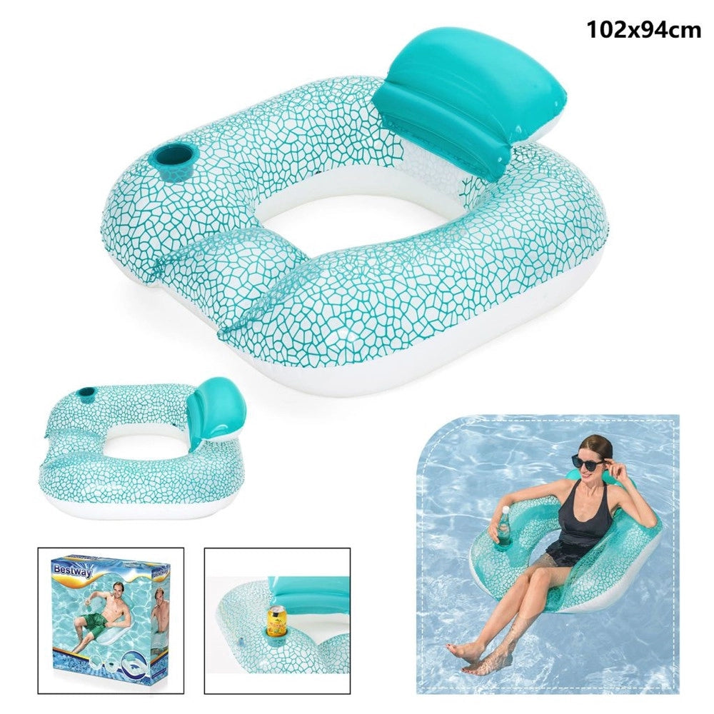 Trade Shop - Poltrona Gonfiabile Flip-pillow Lounge 102x94cm Con Portabicchiere Piscina 43097 -