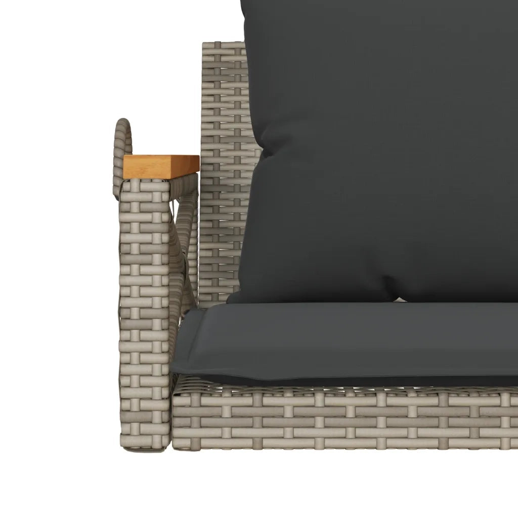 Panca da Giardino | Panchina Dondolo con Cuscini Grigia 109x62x40 cm in Polyrattan