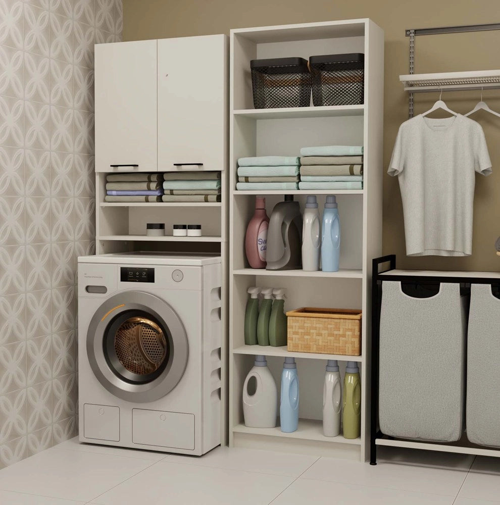 Mobile bagno per lavatrice POLA DK cashmere beige scaffale colonna 180x64x30