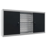 Armadio a Parete Stile Industriale in Metallo Grigio Nero 145366