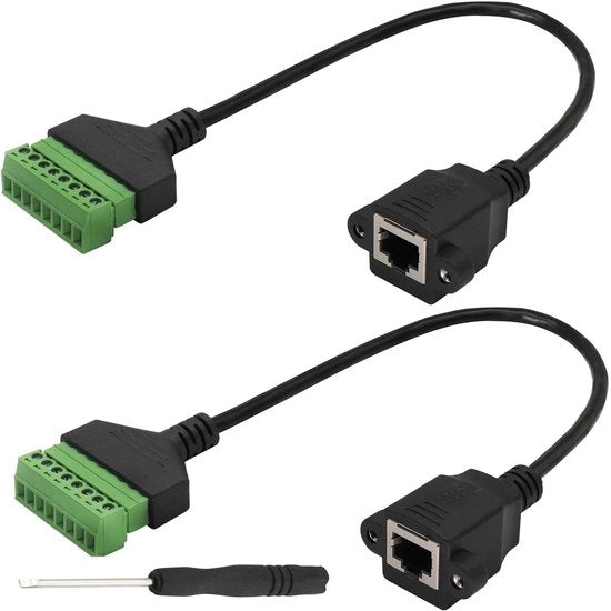 Adattatore di Estensione Ethernet senza Saldatura 8P8C 30cm con Jack a Termine a Viti (2 pezzi)