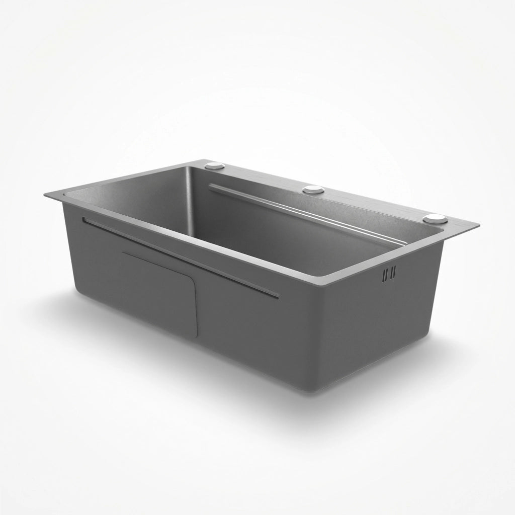 Lavello da cucina da incasso in acciaio inox PVD 75x45 cm con tagliere e doppio filtro