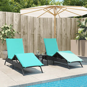 Lettini Prendisole 2 pz con Tavolino Nero in Polyrattan 4002718