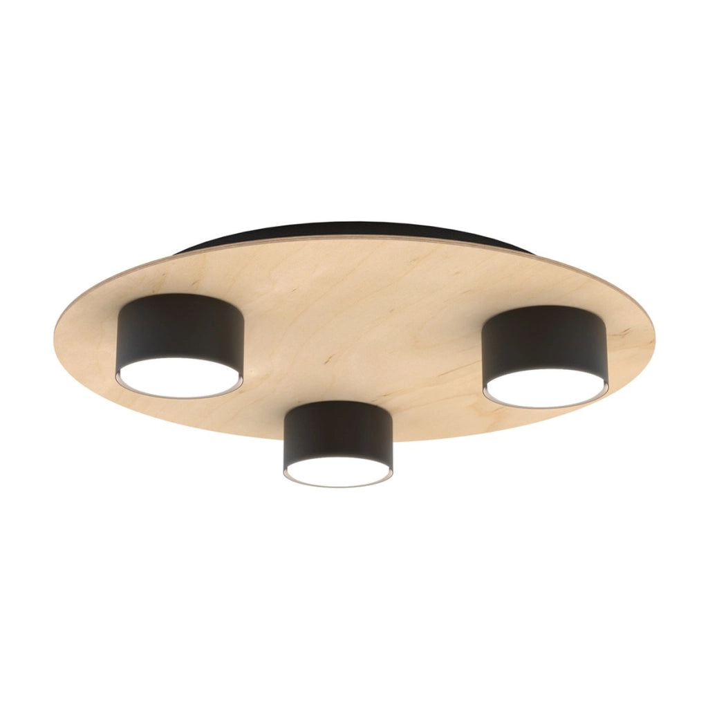 Lampada da soffitto Pixo in acciaio nero e legno naturale