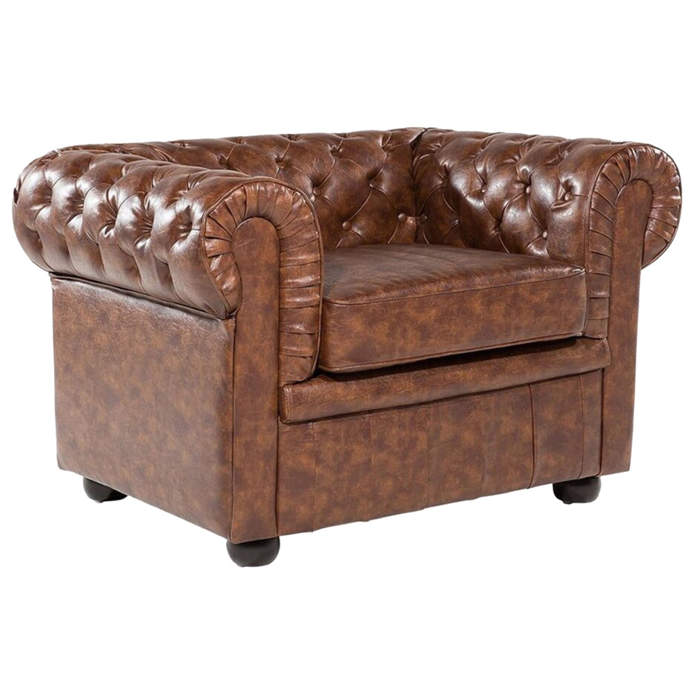 Poltrona Chesterfield marrone Vera Pelle trapuntata in stile Contemporaneo