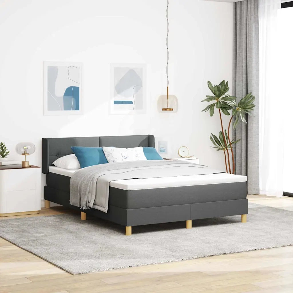 Letto a molle con testiera Grigio scuro 200 x 160 cm Poliestere