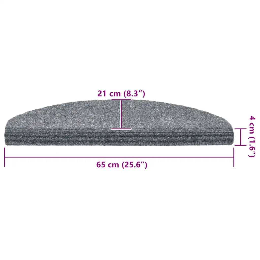 vidaXL Tappetini per scale autoadesivi 20 pz 65x21x4 cm Grigio chiaro Semicircolari Grandi