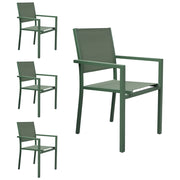 Set di 4 sedie in alluminio verde salvia - textilene verde salvia