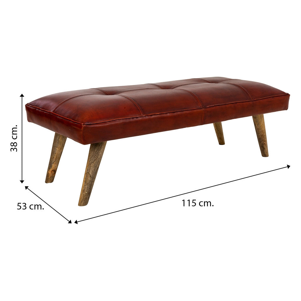 Sgabello in pelle rossa 115x53x38h