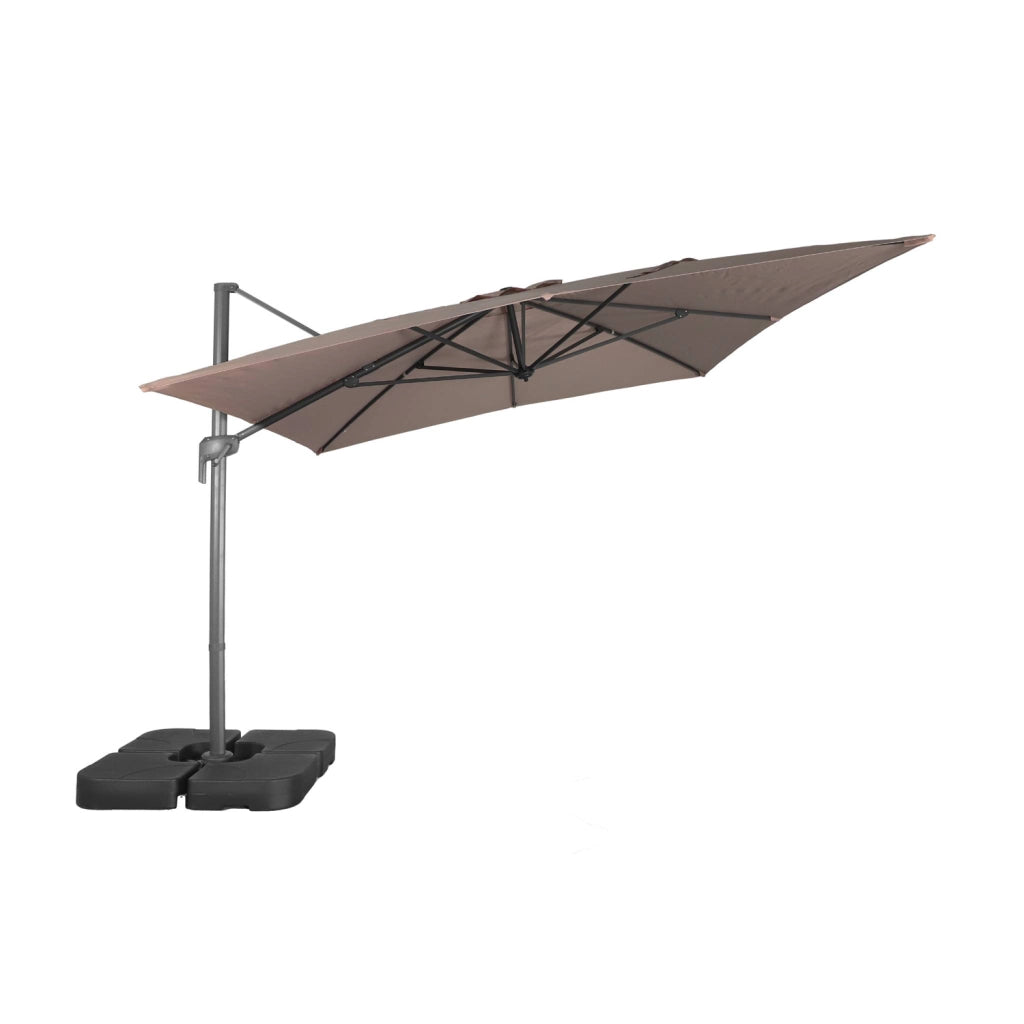 Ombrellone rettangolare eccentrico, 3x4m + base 50x50cm, talpa