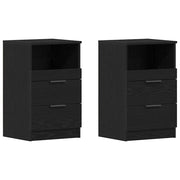 Set di 2 Comodini | Armadio da Notte | Mobiletto da notte con cassetto Rovere Nero 40 x 35 x 65 cm