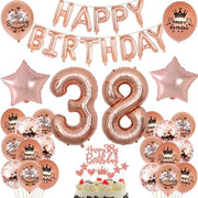 Set di decorazioni per compleanni - palloni di latex - confetti rosé dorato - slitta - per ragazze