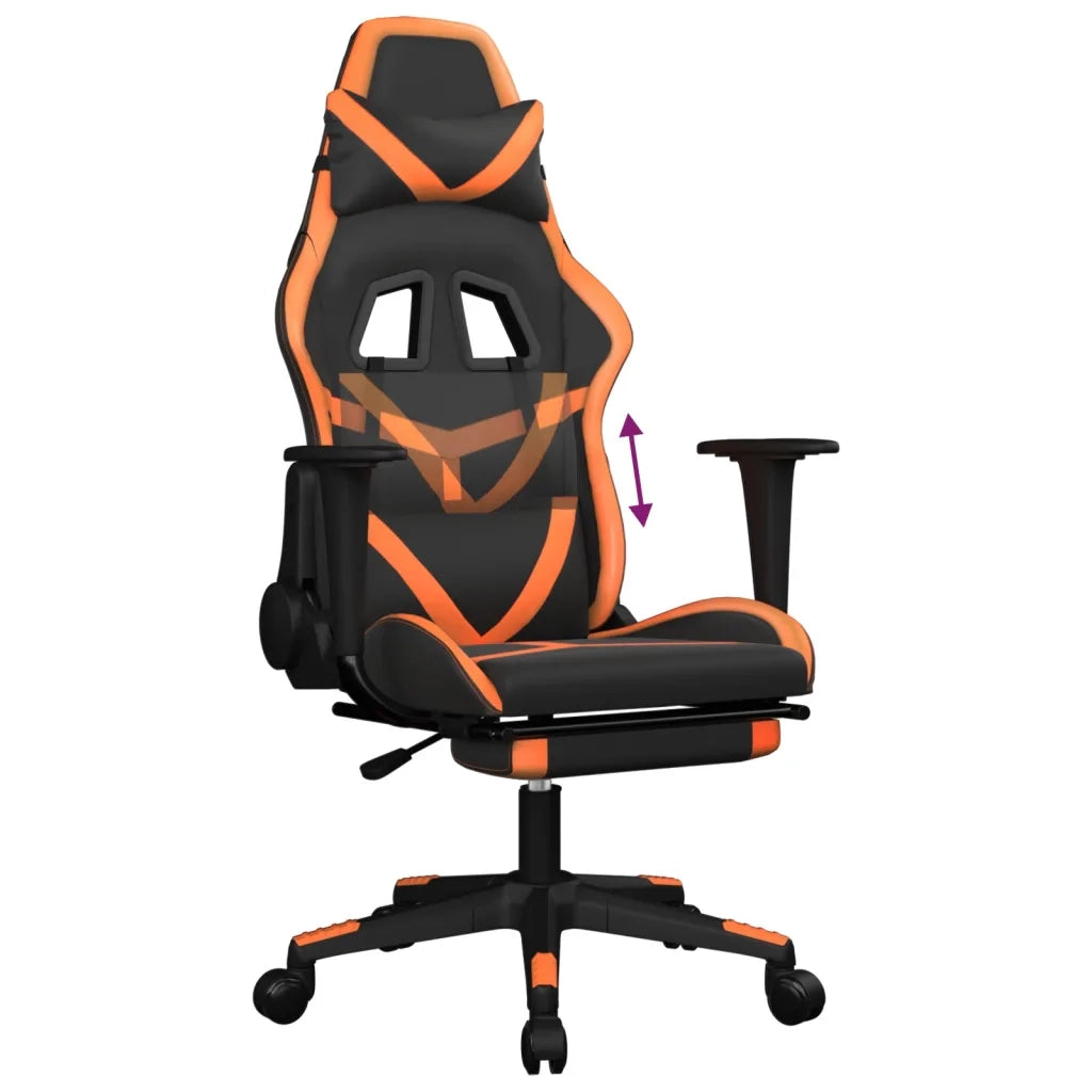 Sedia da Gaming | Sedia da e-sports con Poggiapiedi Nero e Arancione in Similpelle