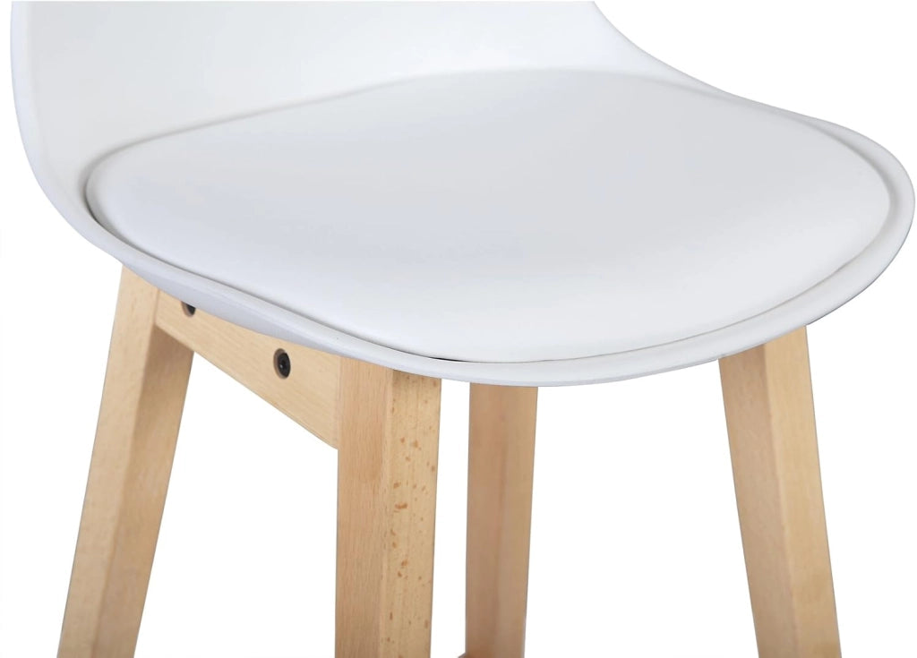 Sgabello da Bar Sedia Alta Cucina Ristorante con Schienale Poggiapiedi PU Legno Moderno 4 Pezzi Bianco, BH44ws-4