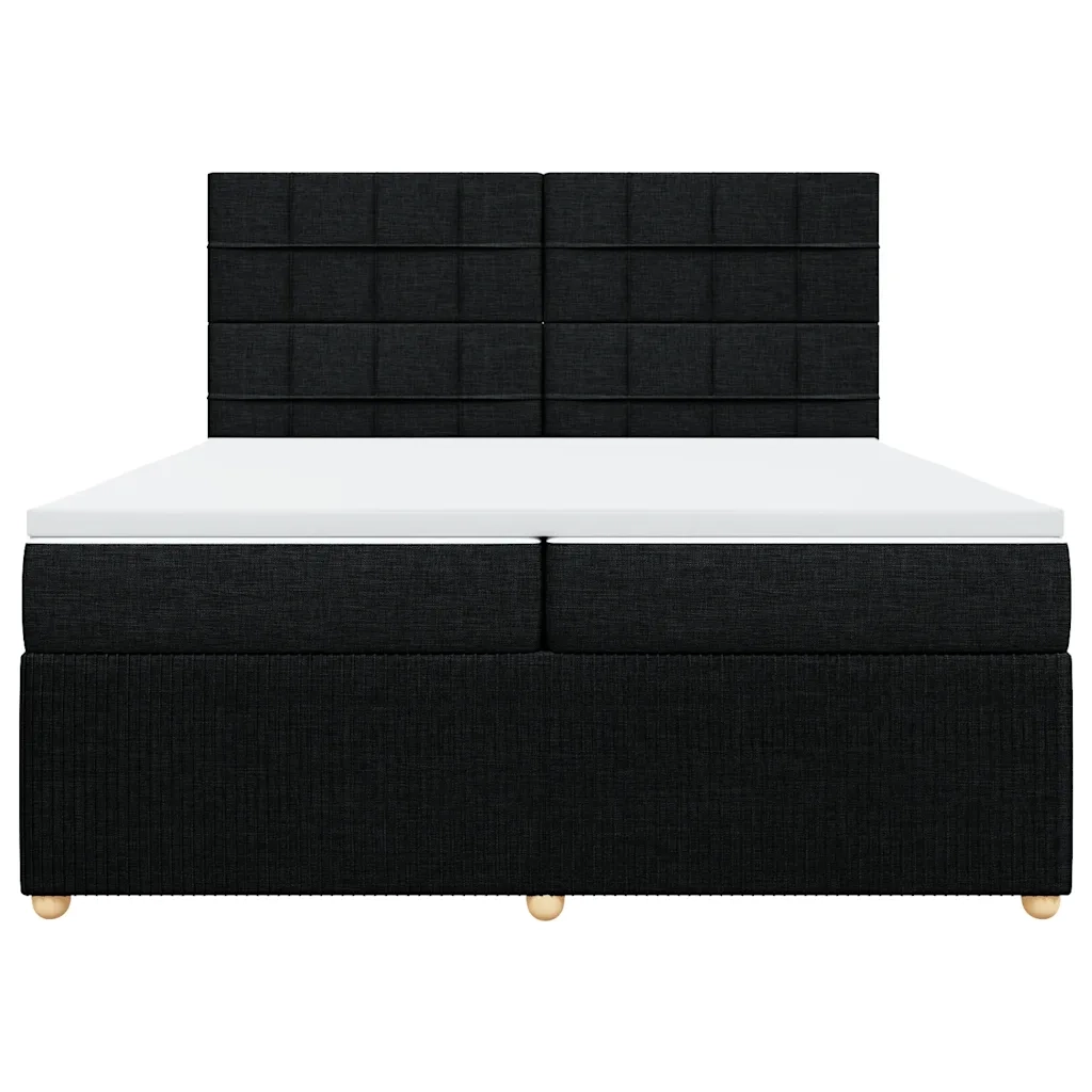 Giroletto a Molle con Materasso Nero 200x200 cm in Tessuto
