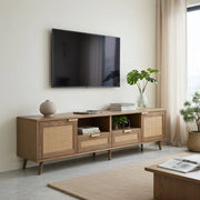 Cassettiera TV in truciolato color Rovere; 200 cm