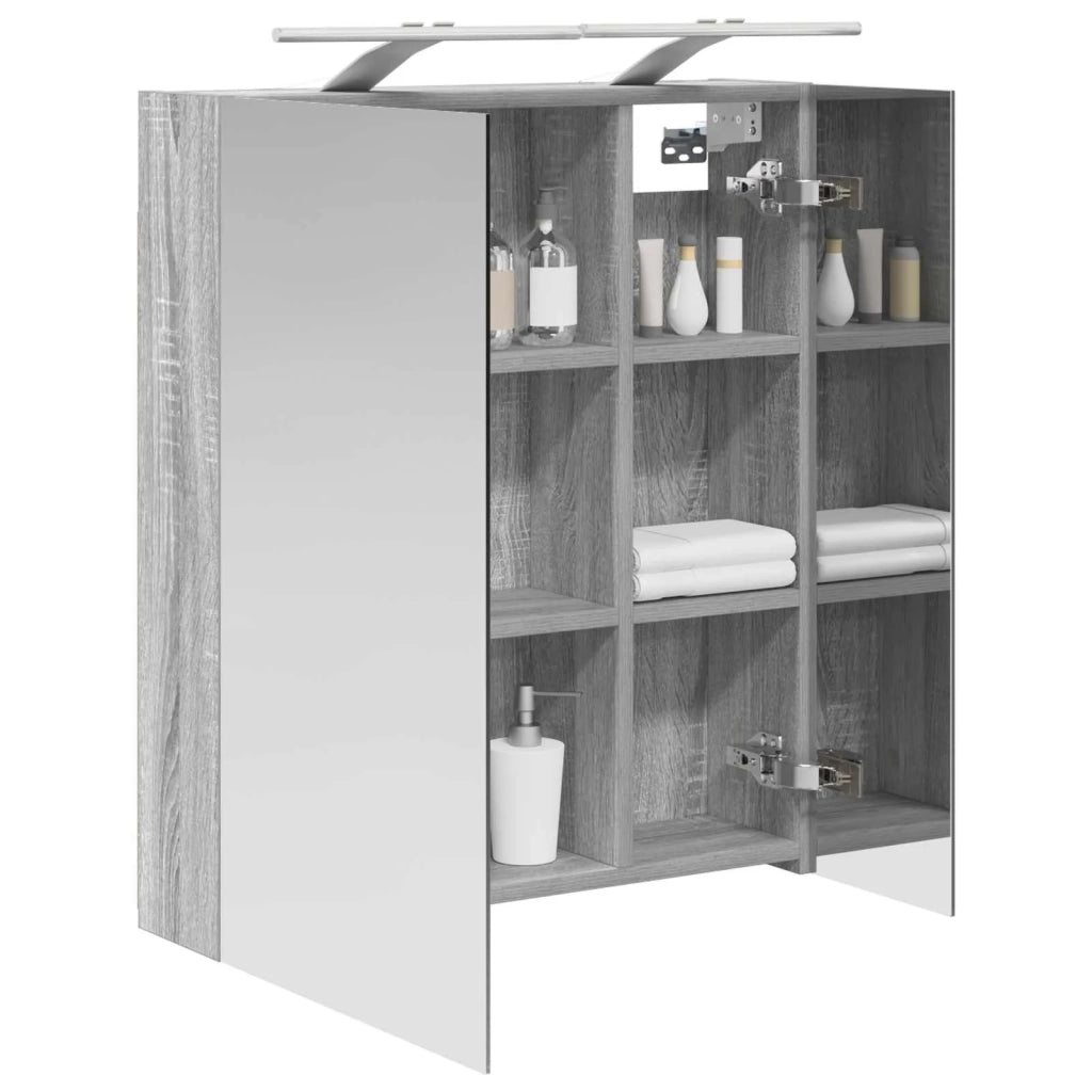 Mobiletto per specchio da bagno Grigio Sonoma 60 x 14,5 x 70 cm 889068