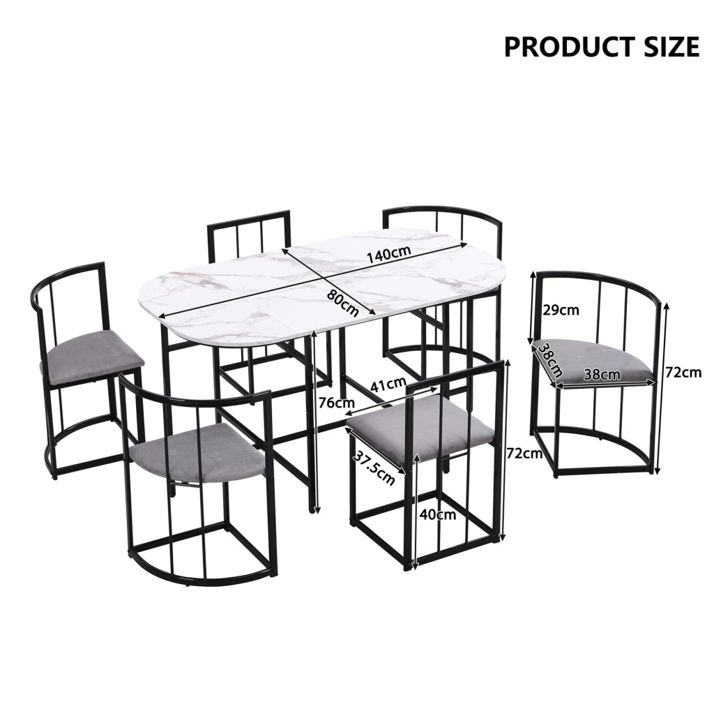 Set tavolo da pranzo bianco con 6 sedie imbottite