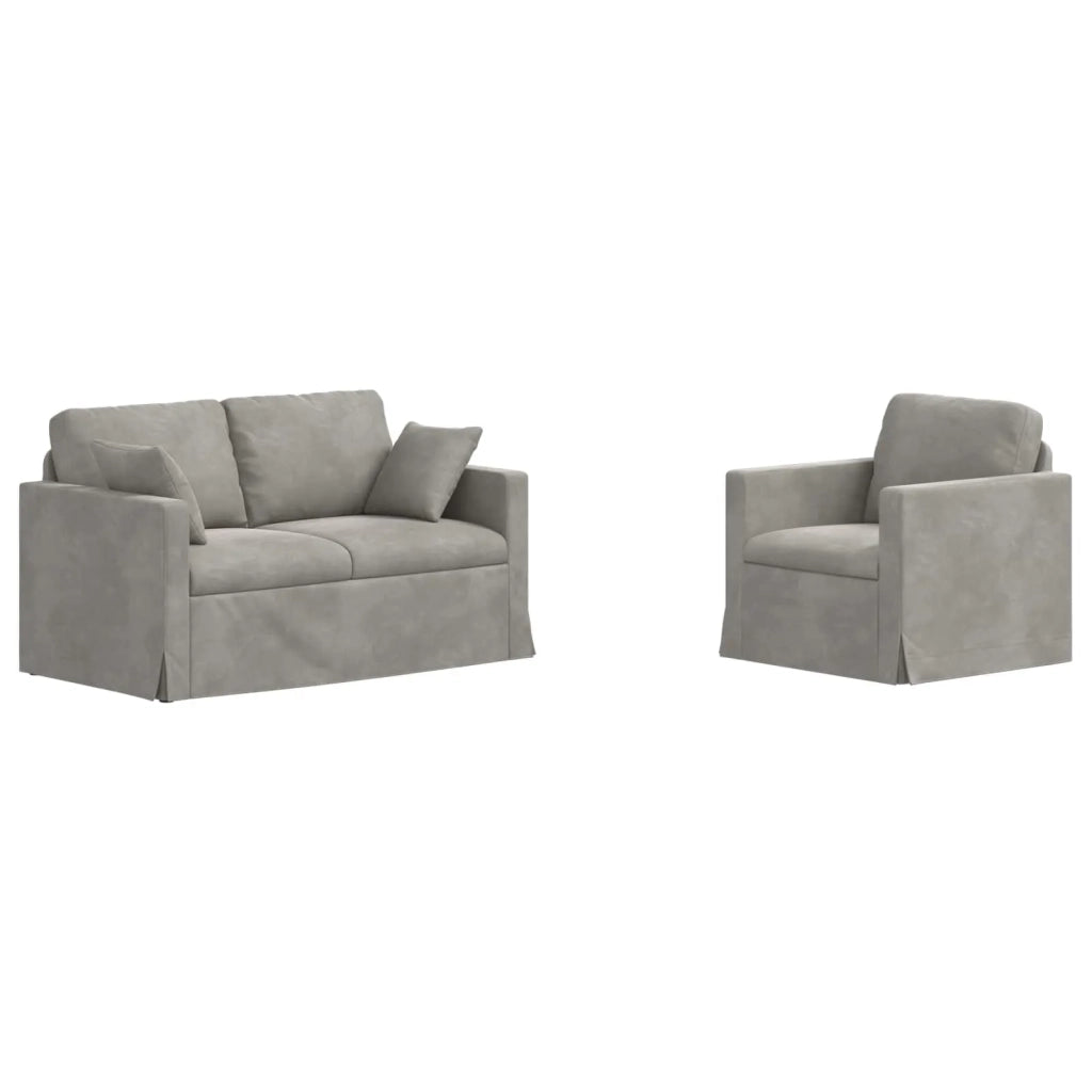 Set di divani 2 pcs Grigio chiaro 138 x 78 x 80 cm Velluto 3407507