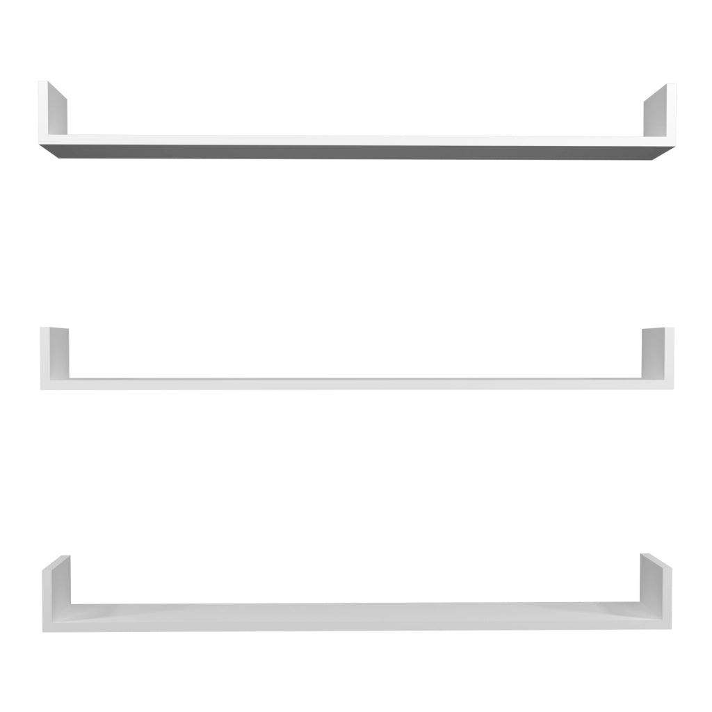 Set 'Höganäs' 3 Mensole da Muro - Consolli Pensili con Piano d'Appoggio a Forma di U - Largo 120 cm - Bianco [en.casa]