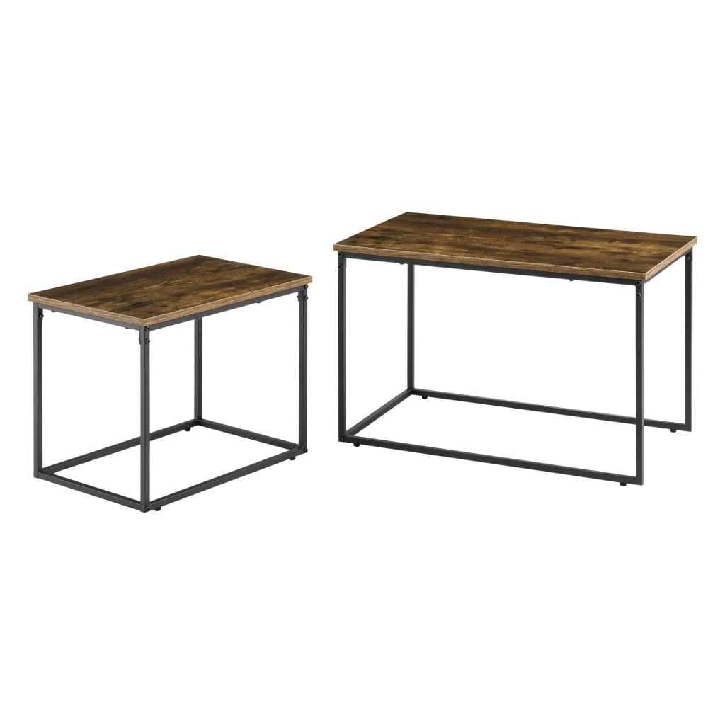 Set di 2 tavolini da caffè impilabili effetto legno scuro 03_0008358