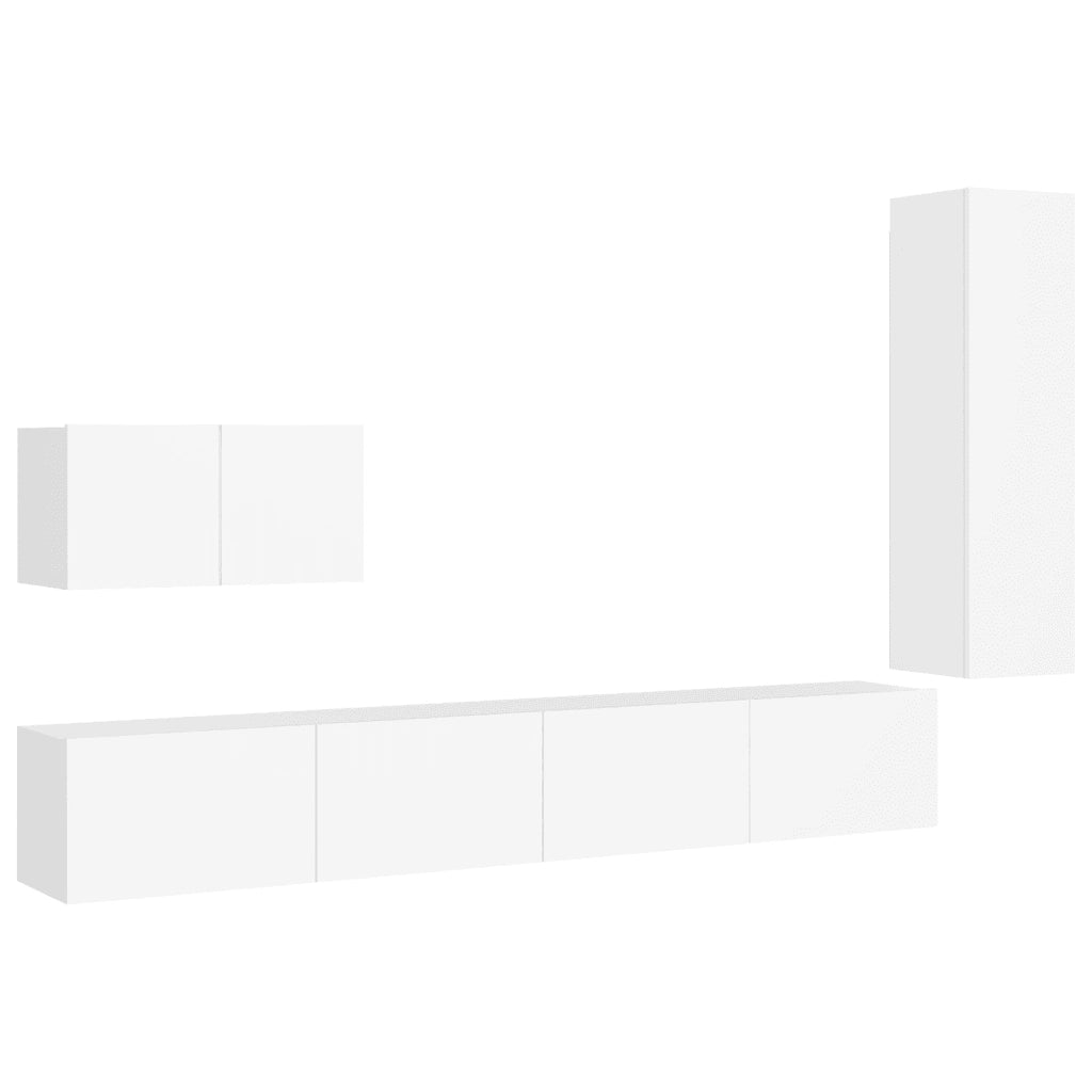 Set Mobili Porta TV 4 pz Bianco in Legno Multistrato 3078676