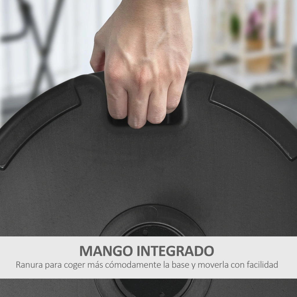 Base per Ombrellone da Giardino ¨C zephmum ¨C Nero 35 kg Sabbia 25L Acqua ?56x30,5 cm