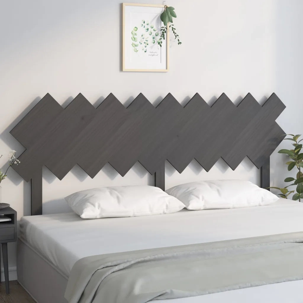 Testiera per Letto Grigio178x3x80,5cm in Legno Massello di Pino 819237