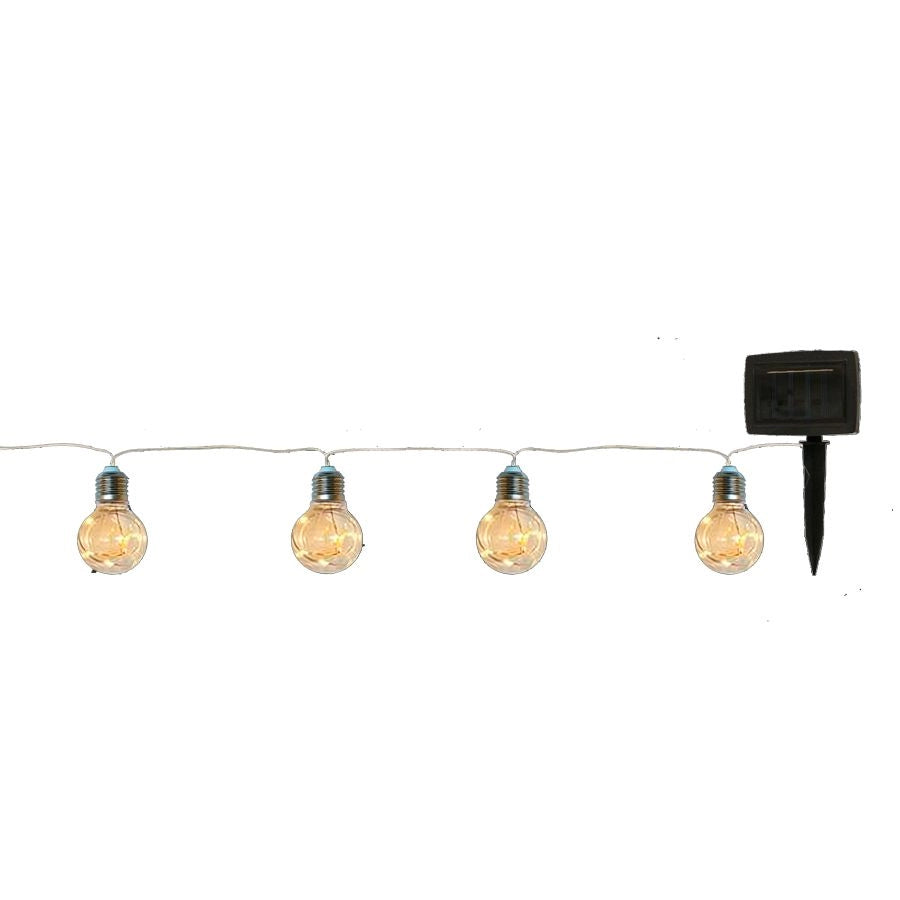 FESTONE LUMINOSO 10 LAMPADINE CON LED BIANCO CALDO SOLARE DI GIOCOPLAST