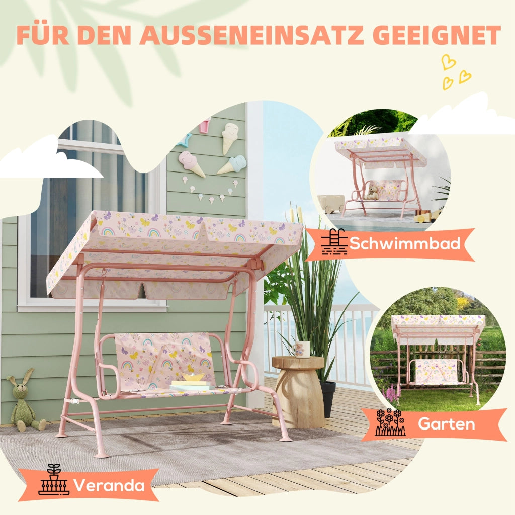 Altalena da interno per bambini ¨C zephmum ¨C Rosa, struttura in metallo, 60 kg