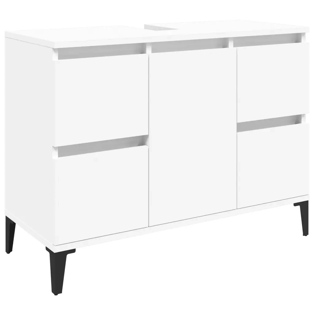 Set Mobili da Bagno 3 pz Bianco in Legno Multistrato